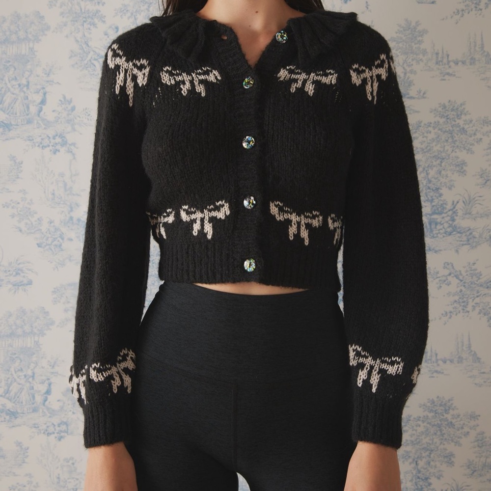 Urban outfitters Kimchi Blue Black Cardigan with White Pattern